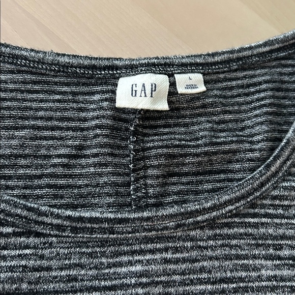 GAP Grey Black Striped Long Sleeve Knit Swing Dress L Large - Picture 7 of 8